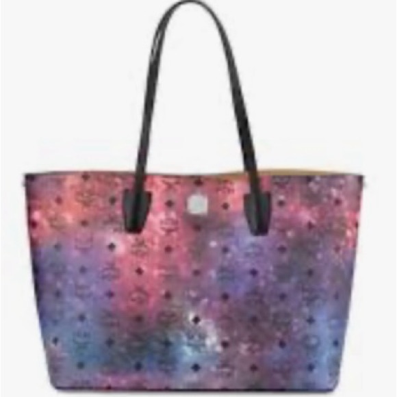 🆕 MCM Galaxy Visetos Medium Shopper Tote Bag Open Top *Light Scratch Bottom* - Picture 1 of 16